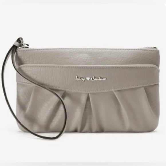Juicy Couture Ruched Wristlet Gray, Royal Blue Interior Lining EUC‎ - Picture 1 of 10